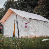alpha wall tent setup with breathtaking view